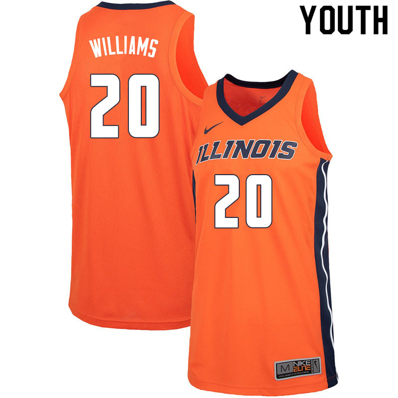Youth #20 Da'Monte Williams Illinois Fighting Illini College Basketball Jerseys Sale-Orange